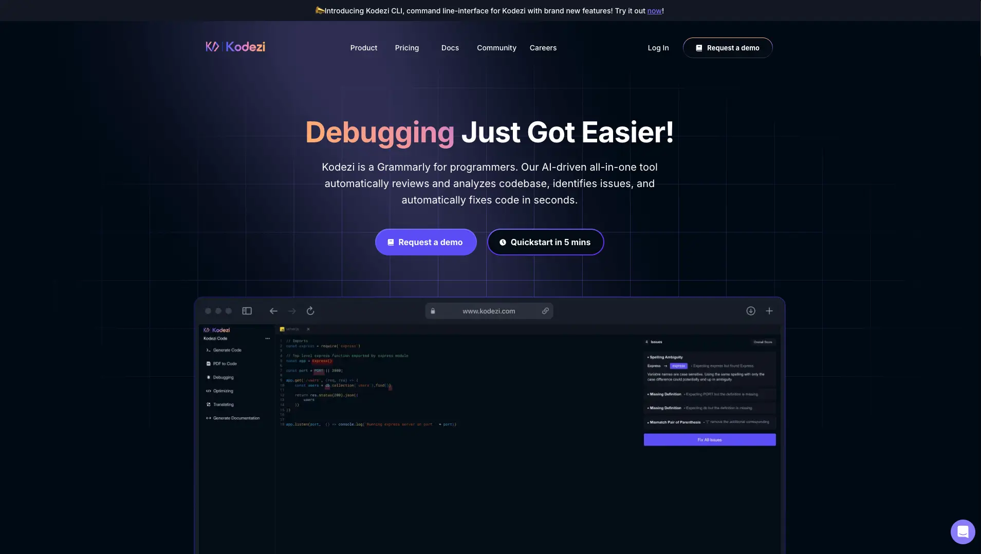 Kodezi production dashboard — AI-Powered Web IDE & Developer SaaS — 200K Users, Product Hunt Launch of the Month, v1 through v4