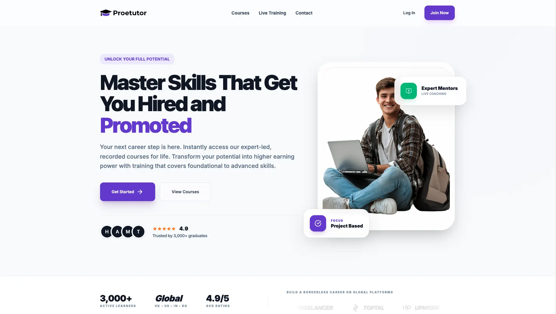 Proetutor production dashboard — High-Performance LMS Rebuild — 97 Lighthouse Score, Secure HLS Video Streaming & Subscription Monetization